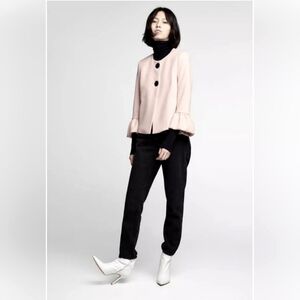 Zara Blush 2 button ruffled sleeve blazer
